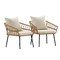 Merrick Lane Armon Set of Two Indoor/Outdoor Boho Style Open Weave Rattan Rope Patio Chairs with Cushions